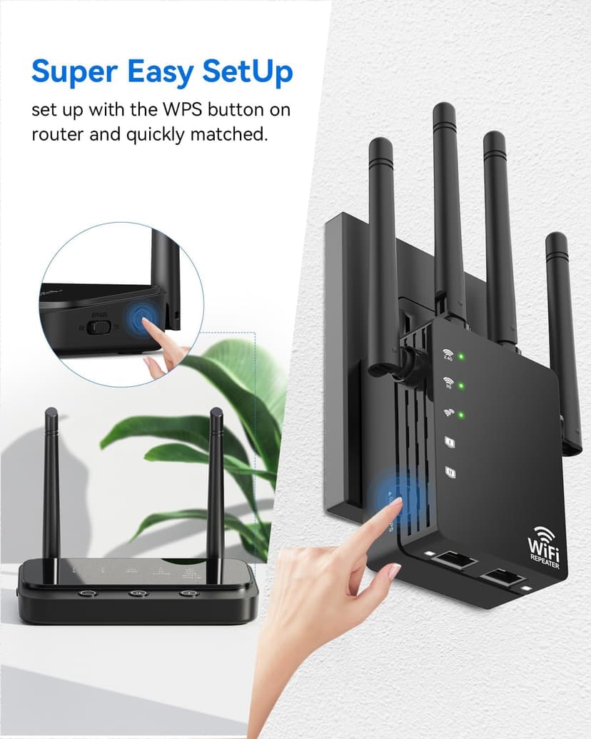 Dual Band 5GHz/2.4GHz WiFi Extender, WiFi Booster, WiFi Extender Signal Booster, Covers 12880 Sq.ft, Supports 105 Devices, Wireless Signal Booster for Home