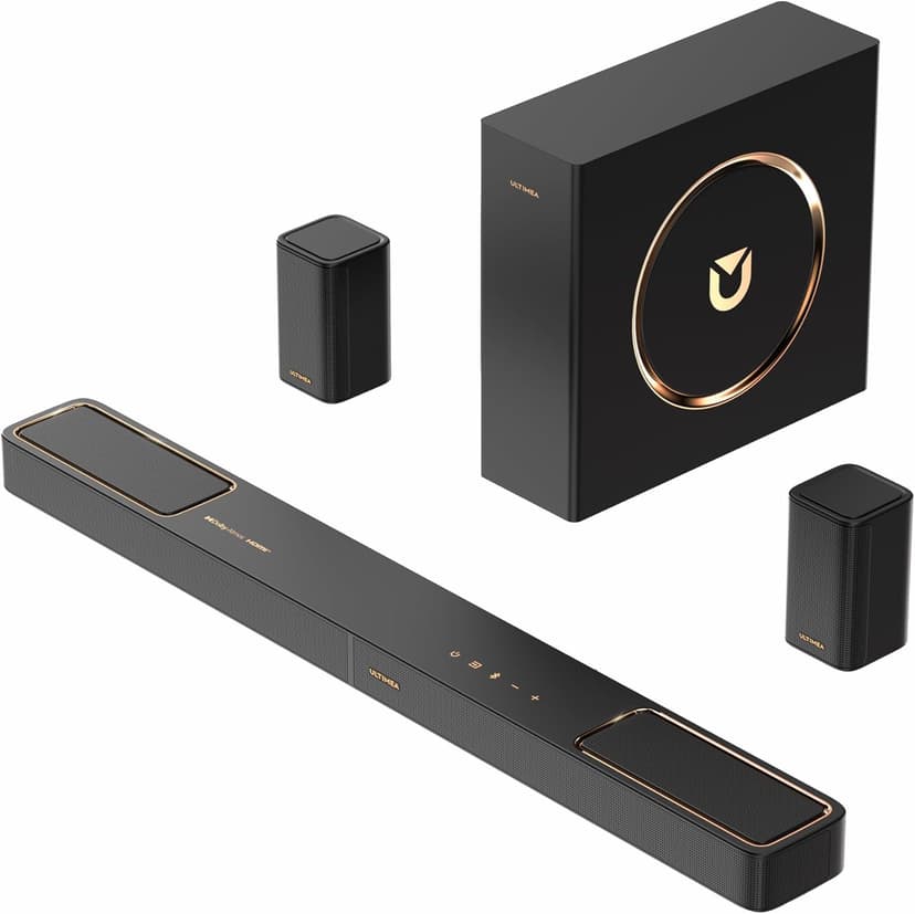 ULTIMEA 5.1.2ch Sound Bar with Dolby Atmos, Surround Sound System for TV with 2 Surround Speakers, Sound Bar for Smart TV, Soundbar with Subwoofer for Home Theater, BT 5.4, HDMI eARC, Skywave F40