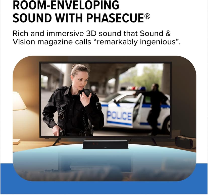 ZVOX Dialogue Clarifying Sound Bar - Patented Hearing Technology, AccuVoice TV Sound Bar with 12 Levels of Voice Boost, 17" Home Theater TV Speakers, Ideal for Smart TVs - AV157 Black