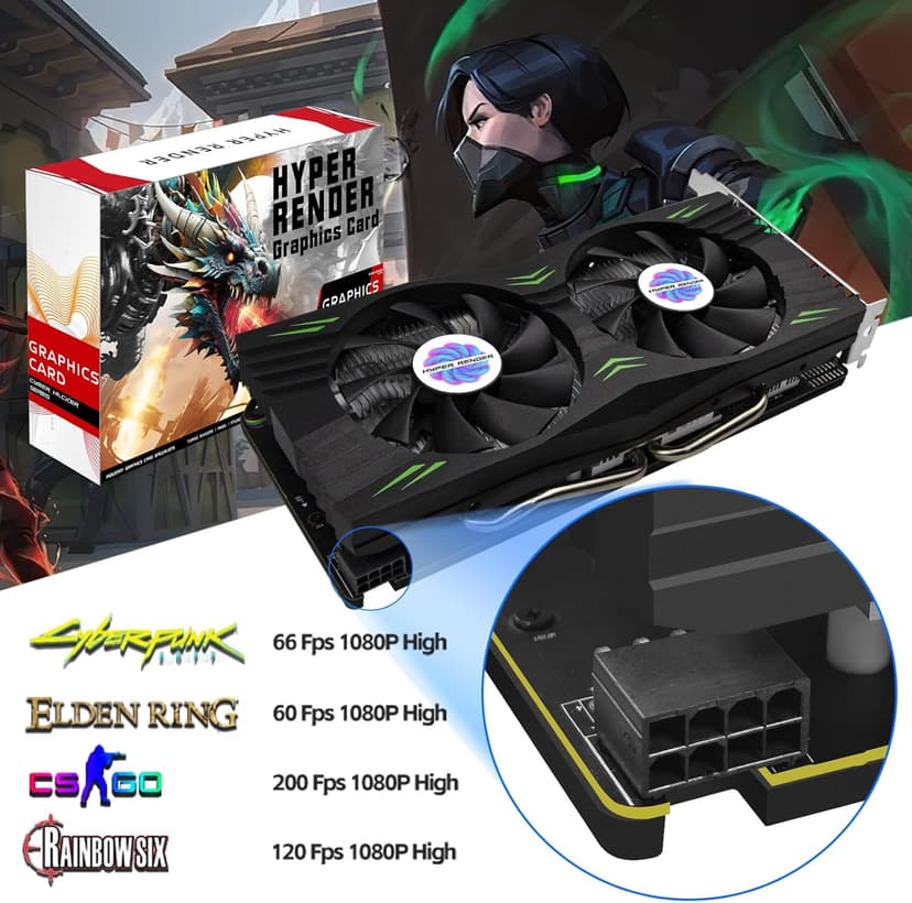 RX 580 Graphics Card 8GB 2048SP GDDR5 256 Bit PC Gaming Video Card 3*DP 1*HDMI PCI Express 3.0 with Freeze Fan Stop for Desktop Computer GPU for Gaming PC