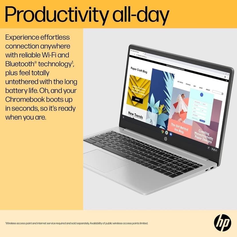 HP Chromebook Laptop 15 ( 15.6" Anti-Glare, Intel N200 (> i3-1115G4), 8GB DDR5 RAM, 128GB Storage (64GB eMMC + 64GB SD Card), Numeric KB) Home & Student, Webcam w/Shutter, Wi-Fi, Chrome OS, Silver