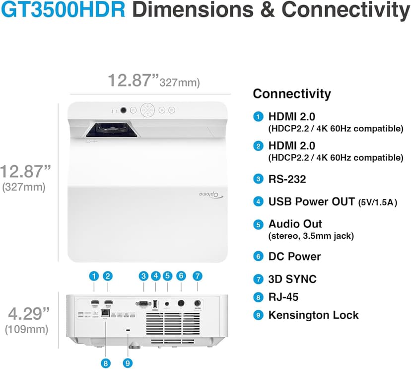 Optoma GT3500HDR 1080p Full HD Home Laser Projector