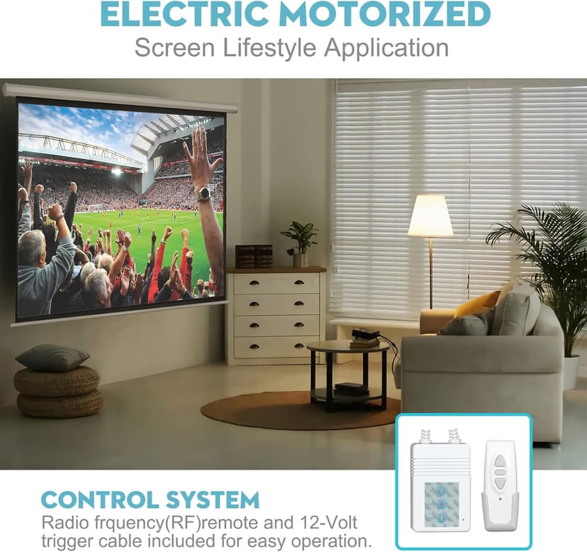 Electric Projector Screen with Remote, DINAH 120 inch Projector Screen, Automatic Air Indoor Projector Screen, Drop Down Projector Screen Pull Down, Motorized Projector Scree,4K 3D HD Projection Movie