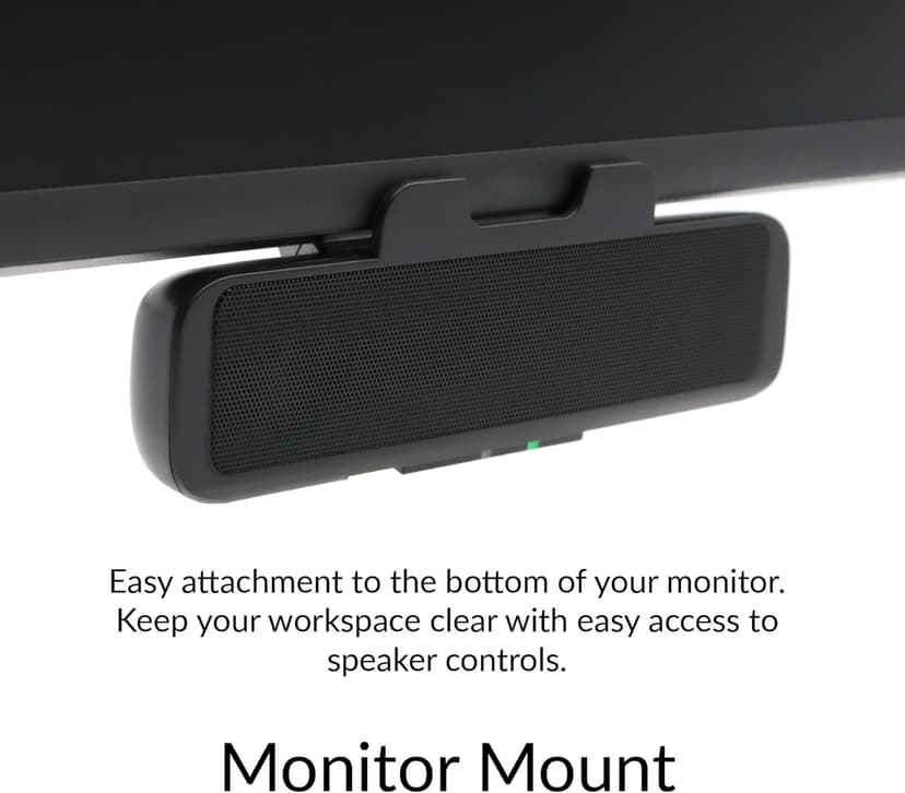 Cyber Acoustics USB Speaker Bar (CA-2890) – Stereo USB Powered Speaker, Easily Clamps to Monitor, Convenient Controls