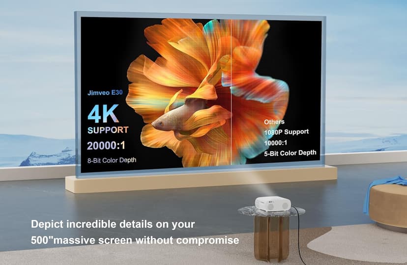 [AI Auto Focus+Auto Lens Cap]Outdoor-Projector 4K with WiFi 6and Bluetooth:Upgrade 1100 ANSI Native 1080P Jimveo Portable Projector, Auto 6D Keystone&Zoom,Home LED Movie Projector for Outdoor/Home Use