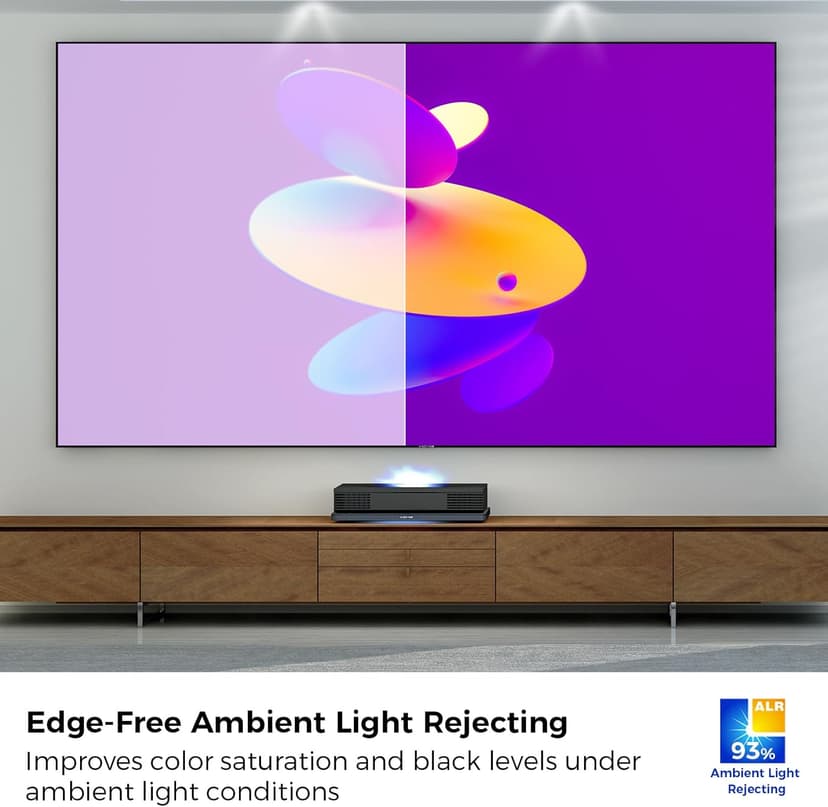 SCREENPRO ALR 150inch Ambient Light Rejecting Wall Mount Projector Screen for Laser Projector & UST Projector, 16:9 4K/8K Ultra Edge Free Fixed Frame Ceiling Light Rejecting Screen for Home Theater