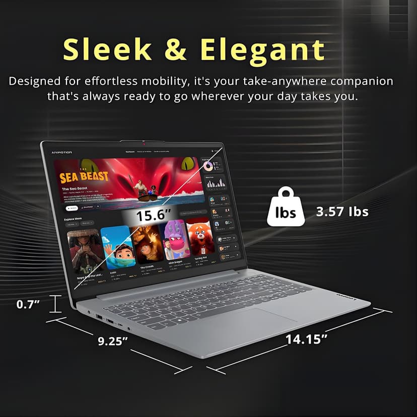 Lenovo Ideapad Slim 3 Laptop for Student & Business with Microsoft Office, Backlit Keyboard, AMD Ryzen 5 5625U (Beats Intel i7-1260U), 15.6" FHD Display, 16GB RAM 512GB SSD, Windows 11 Pro, WOWPC USB