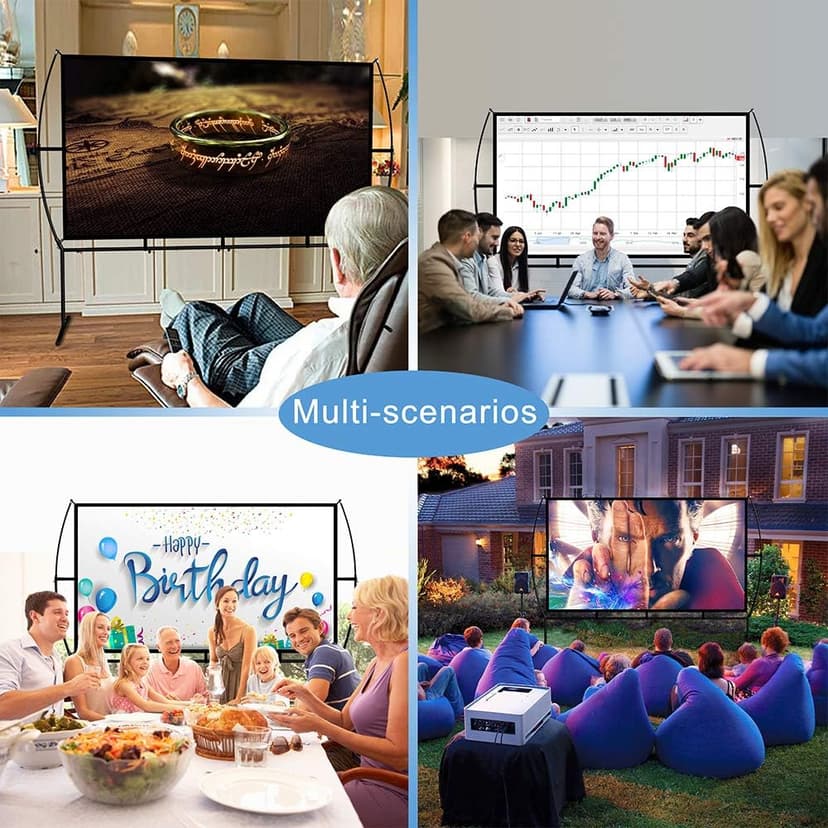 Projector Screen with Stand Foldable Portable Movie Screen（16：9）, HD 4K Double Sided Indoor Outdoor Projection Screen for Home Theater (100 Inch) …