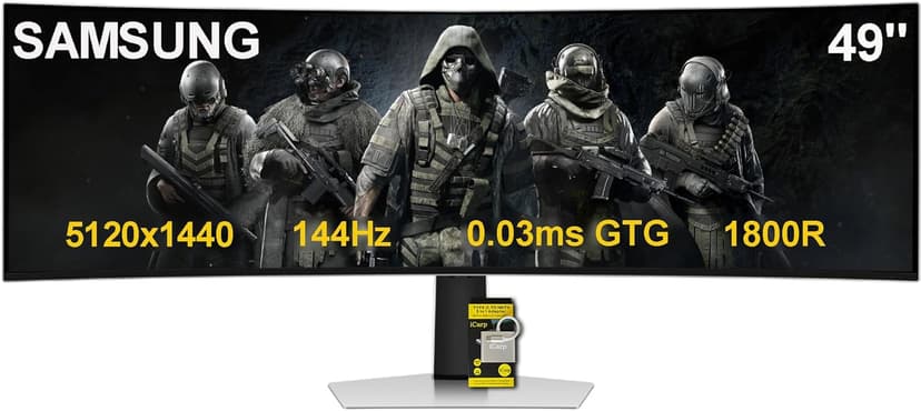 SAMSUNG Odyssey OLED G9 Curved Gaming Monitor - 49" Dual QHD (5120x1440) - 144Hz - 32:9-0.03ms GTG - HDR10+ Gaming - DisplayHDR True Black 400 - AMD FreeSync Premium Pro - Flicker Free w/ICP Hub