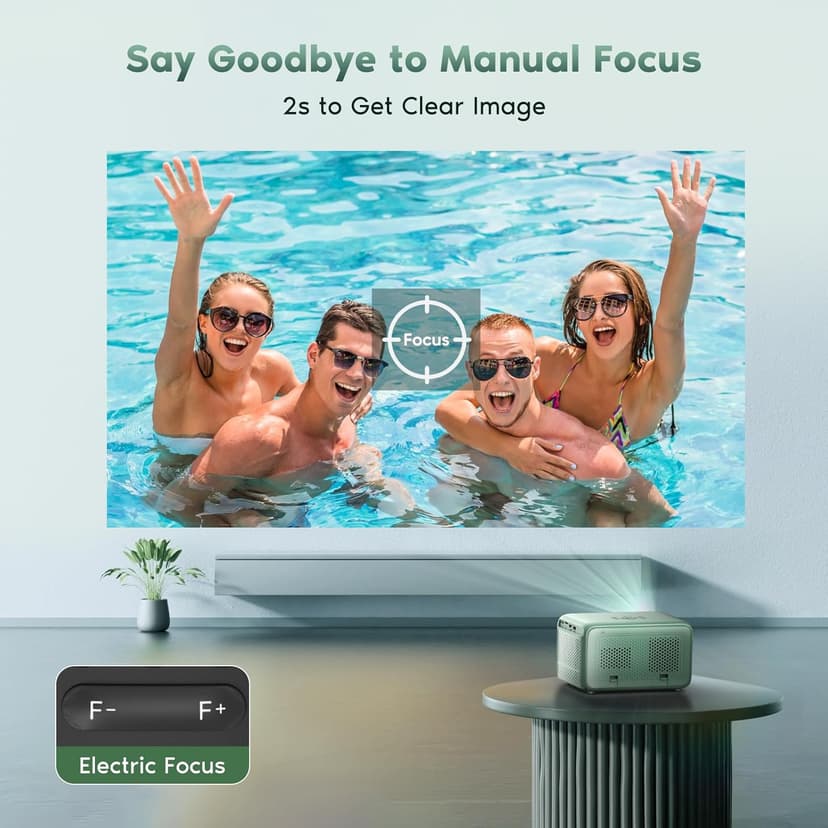 【Electric Focus】4K Projector with WiFi and Bluetooth, TMY Portable Projector with Zoom Function, Movie Projector for Phone/TV Stick/HDMI/USB/Laptop/DVD/PS5, Mini Projector for Bedroom or Outdoor