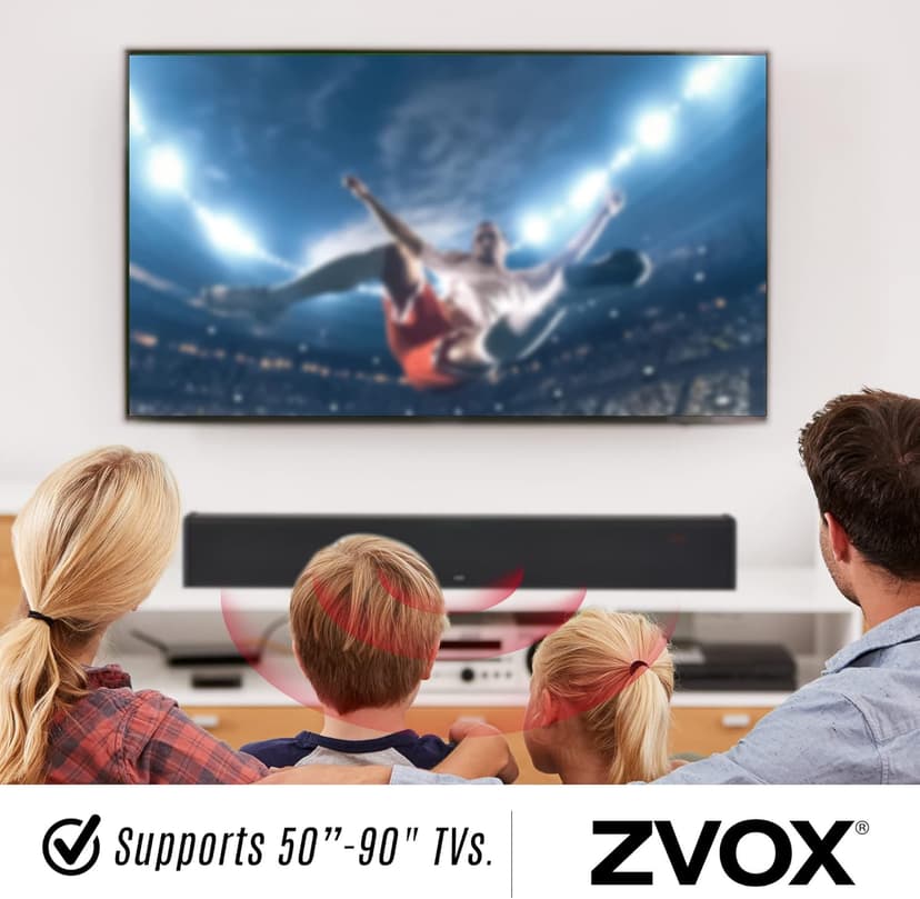ZVOX SB500 Soundbar for TV, Home Speaker Bar Works with 50" to 90" TVs, Soundbar with Subwoofer Built-in, 6 Modes AccuVoice Dialogue Boost, Multi-Zone Audio and Hearing Technology