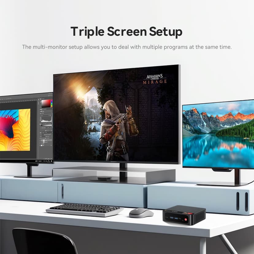Beelink SER5 Pro Mini PC, AMD Ryzen 7 5825U(8C/16T, up to 4.5GHz), 32GB DDR4 RAM 500GB PCle3.0 SSD, SER5 Mini Computer Support 4K@60Hz Triple Display, WiFi6, BT5.2, DP+HDMI, Type-C