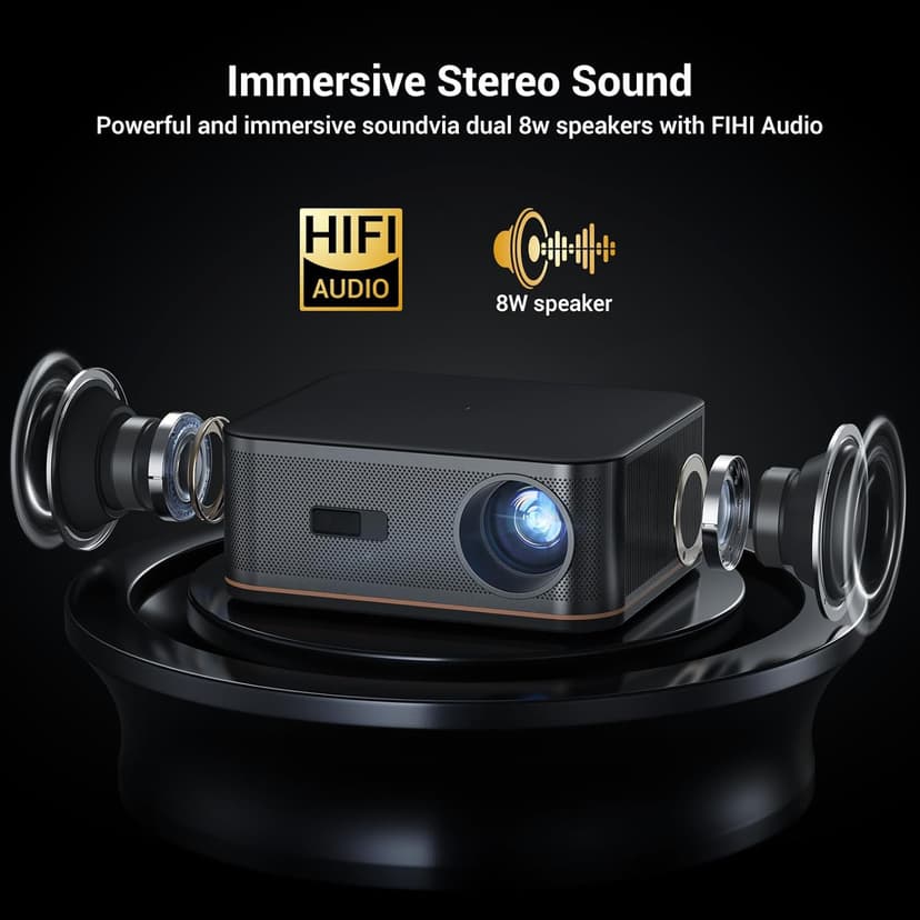 [1500 ANSI/Auto Focus] 4K Home Theater Projector with WiFi 6 and Bluetooth 5.2, HAPPRUN 300'' Movie Projector for Indoor/Outdoor, Smart Proyector Compatible with Phone/TV Stick/PC/PS5