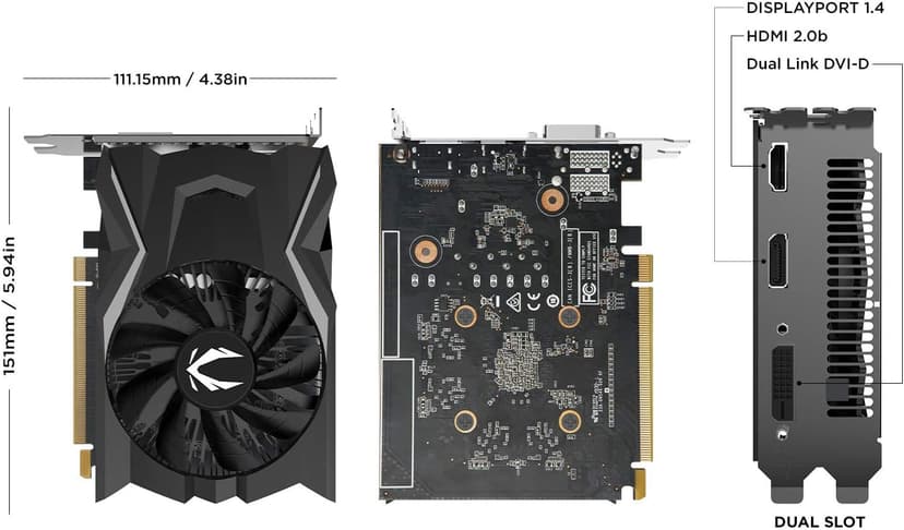 ZOTAC Gaming GeForce GTX 1650 OC 4GB GDDR5 128-Bit Gaming Graphics Card, Super Compact, ZT-T16500F-10L
