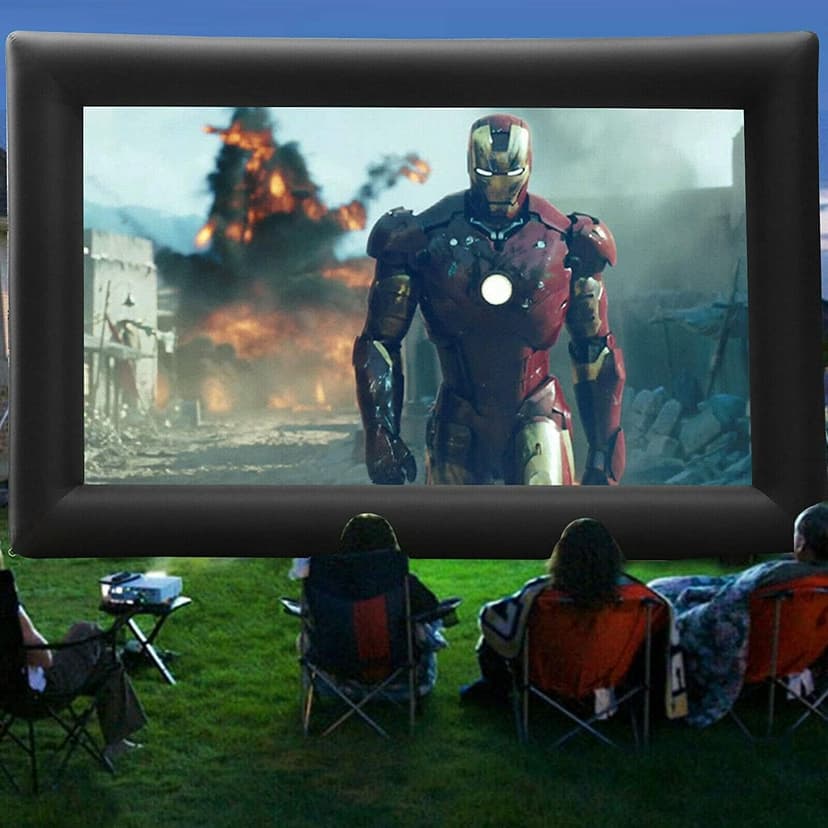 30FT Inflatable Projector Movie Screen for Outdoor, One-Piece Design Front/Rear Projection Mega Theater Outdoor Portable Blow Up Projector Screen with Air Blower for Family Movie Nights