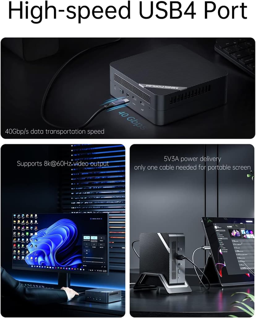 MINISFORUM Venus Series UM773 Lite Mini PC AMD Ryzen 7 7735HS up to 4.75GHz 32GB DDR5 512GB PCIe4.0 SSD AMD Radeon 680M Mini Computer, 2 x HDMI,1x USB4,5X USB Ports,WiFi 6,BT5. 2