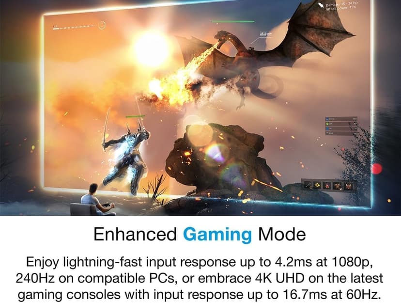 Optoma UHD35STx Short Throw True 4K UHD Gaming and Home Entertainment Projector 3,600 Lumens 240Hz Refresh Rate and Ultra-Low 4ms Response Time