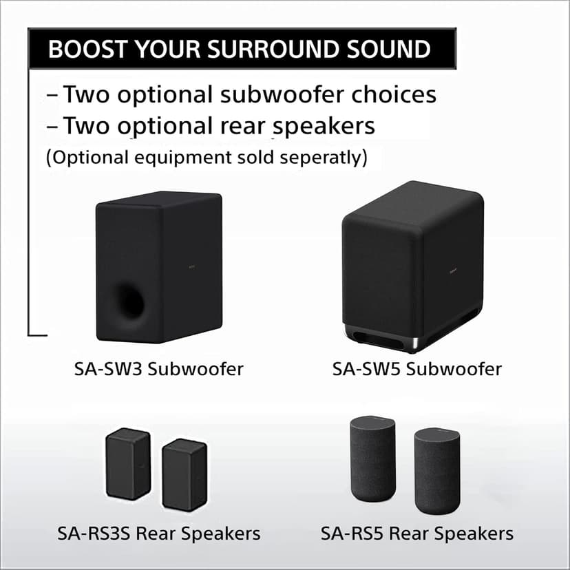 Sony HT-A3000 3.1ch Dolby Atmos TV Sound Bar with DTS:X, 360 Spatial Sound Mapping, Dual Subwoofers, Wi-Fi, Bluetooth, Airplay 2