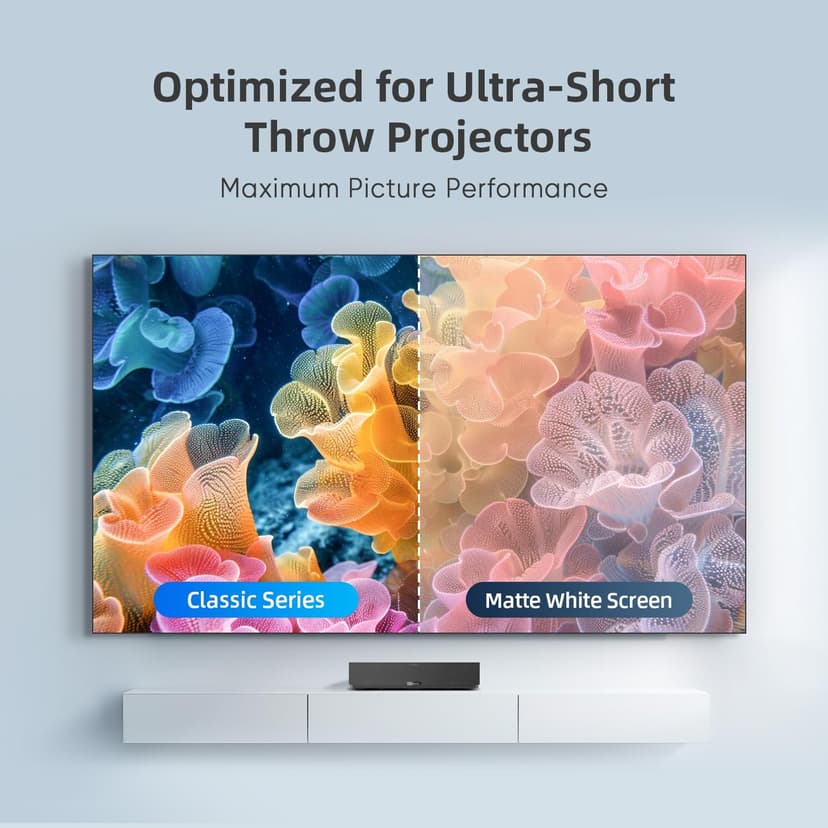 NothingProjector Projector Screen, 120 inch, Ambient Ceiling Light Rejecting ALR CLR, 4K Ultra HD Fixed Frame 16:9, PET Crystal, On Wall Mount for Ultra Short Throw Projectors, Classic Series NothPJ