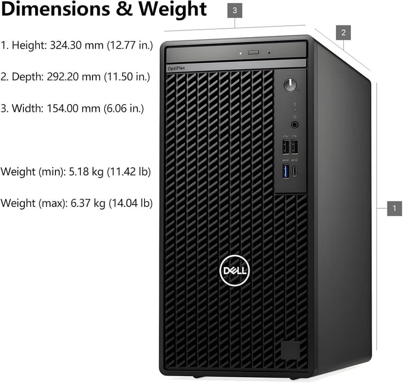 Dell OptiPlex 7020 Desktop Computers, 7000 Tower PC, Intel 6-Core i5-12500 (Beat i7-11700), 32GB DDR5 RAM, 1TB PCIe SSD, DVDRW, WiFi Adapter, RJ-45, HDMI, DisplayPort, KB and Mouse, Windows 11 Pro