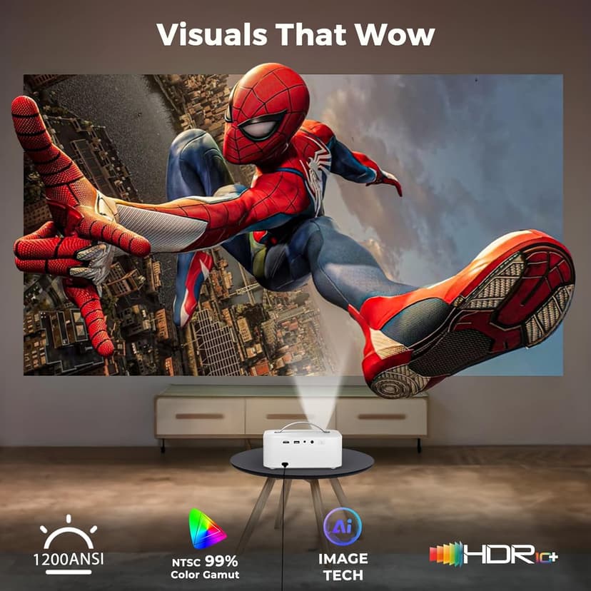 [AI Movin System & 1200 ANSI] Projector-4K with WiFi 6 and Bluetooth, 30W DoIby Audio Netflix-Licensed Projector, One-touch Focus Portable 1080P Outdoor-Projector, Lisowod Smart Proyector with HDR10+