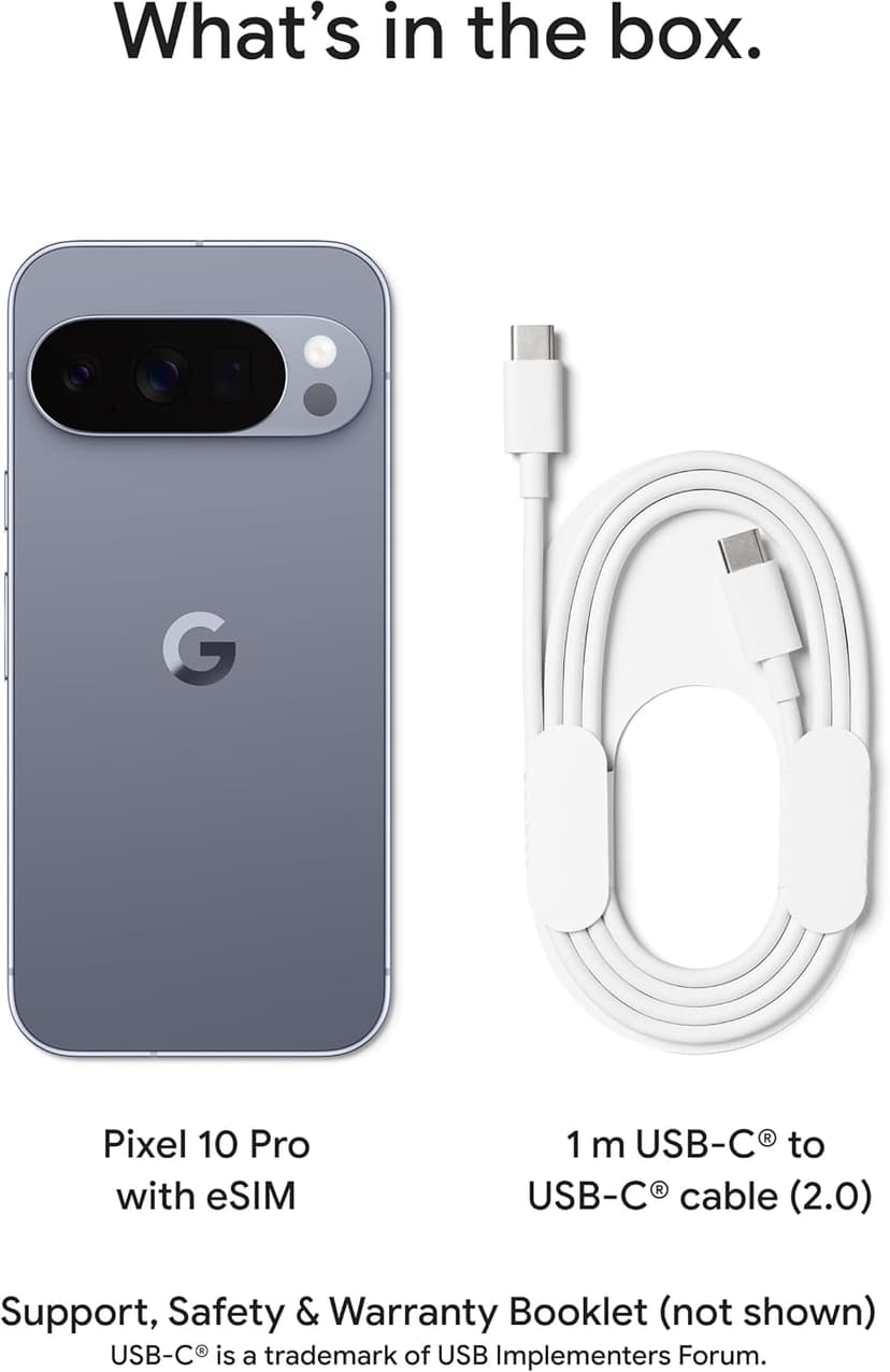 Google Pixel 10 Pro - Unlocked Android Smartphone with Gemini, Your AI Assistant, Triple Rear Camera System, Fast-Charging 24+ Hour Battery, and 6.3" Super Actua Display - Obsidian - 128 GB