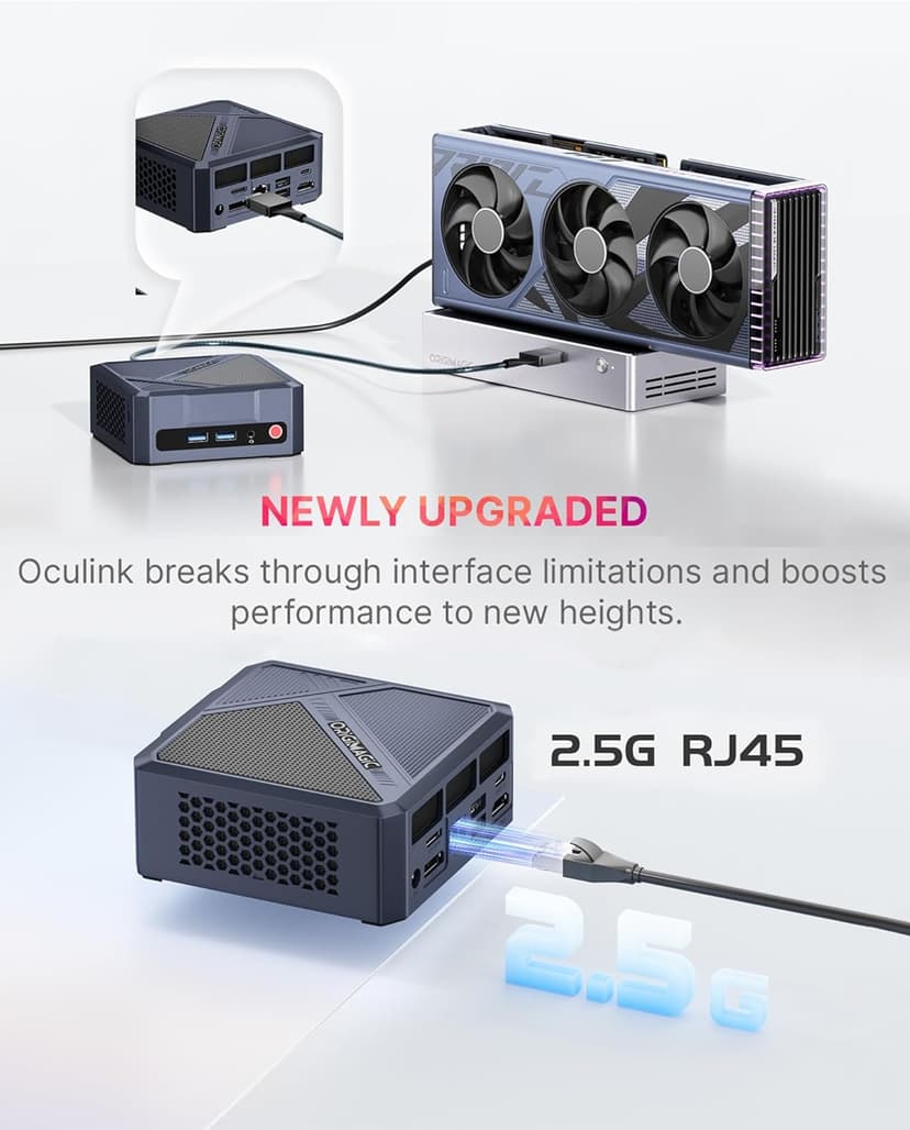 Oculink Mini PC AMD Ryzen 7 7840HS, GPU Radeon 780M Gaming Desktop Computer A1, 32GB DDR5 RAM 1TB M.2 NVME PCIe 4.0 SSD, 8K Triple Displays, 11 Pro, USB 4.0, WiFi 6E, BT5.2, 2.5 GbE LAN, VESA