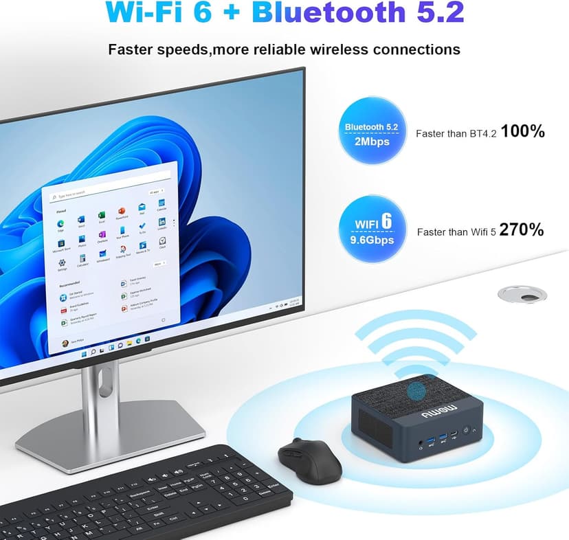 AWOW Mini PC Intel Core i5 12600H(12C/16T, up to 4.5GHz), HI12 Mini Computers 16GB DDR4 512GB PCIe3.0 SSD, Mini Desktop Computers Triple Display 4K, RJ45 2.5G LAN, Type C, WiFi 6, BT5.2