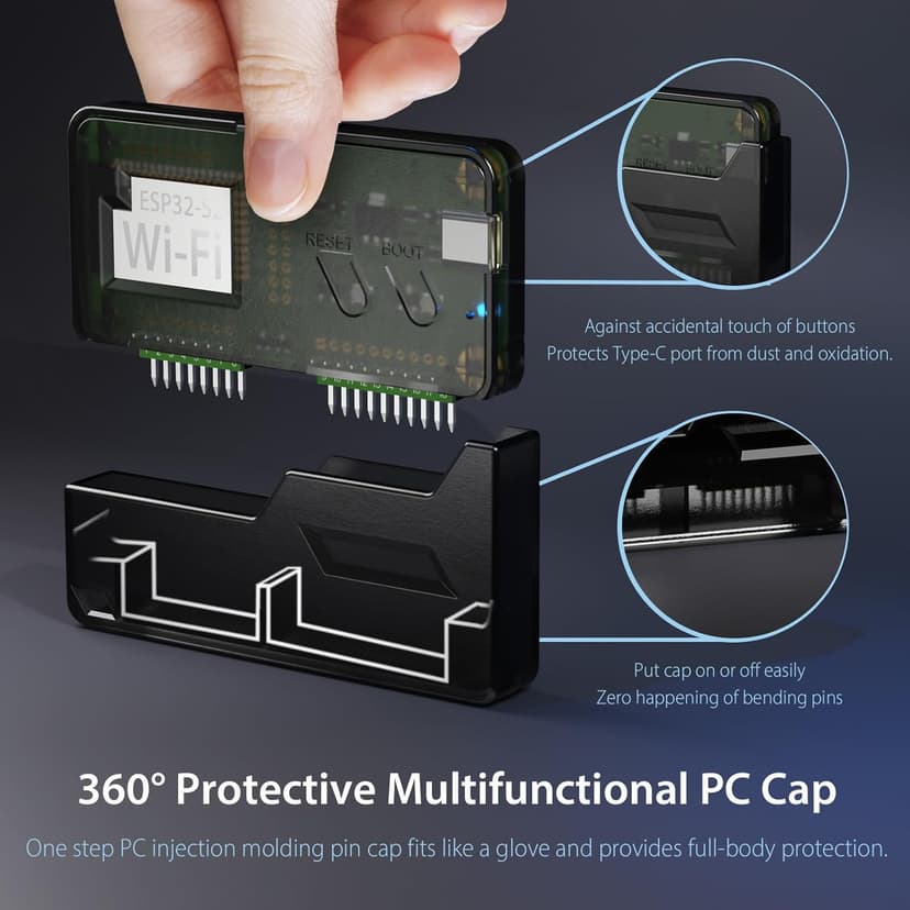 4 in 1 Protective Case for Flipper Zero Device and Wi-Fi Dev Board V1 ESP32-S2, Cover Set Accessories for Flipper Zero WiFi Dev Board - Black