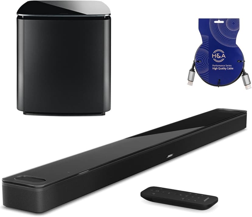 Bose Smart Ultra Dolby Atmos Soundbar 41", Black, Bundle Bass Module 700 + H&A High-Speed HDMI Cable (Soundbar + Bass Module + HDMI Cable)