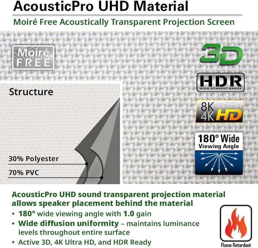 Elite Screens Spectrum AcousticPro UHD, 100-INCH Motorized Electric Projector Screen Moiré-Free Sound Transparent Perforated Weave Movie Home Theaters, ELECTRIC100H2-AUHD