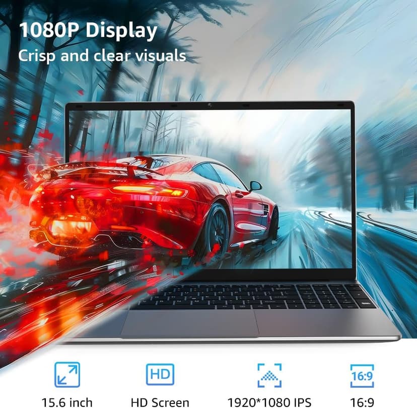 Windows 11 Laptop Computer, 15.6'' FHD IPS Student Laptops, Intel Celeron N5095 4-Core Processor, 12GB RAM + 512GB SSD up to Expandable 1TB, 2.4G+5G WiFi, 2 Years Warranty, Long Battery Life
