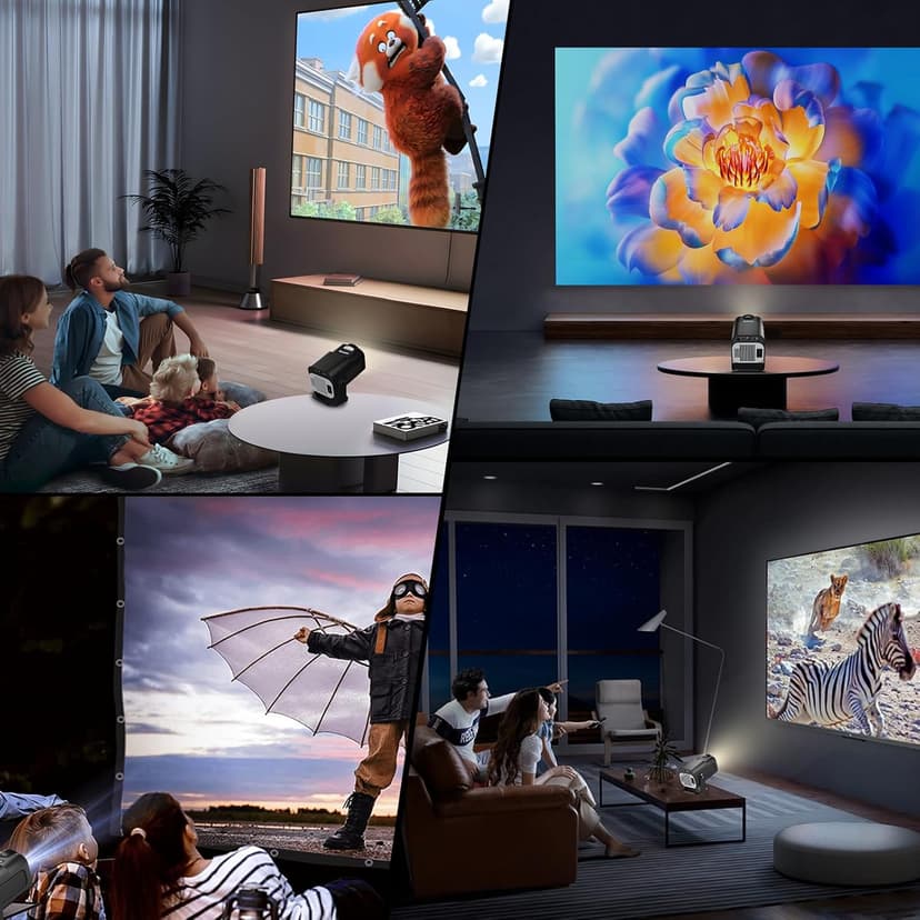 [Built-in App] Mini Projector 1080P Full HD, 4K Projector with 180° Rotation, Portable Projector WiFi 6 & Bluetooth 5.2 Support,Featuring Auto Keystone Correction,HDMI/USB Connectivity Projector Black