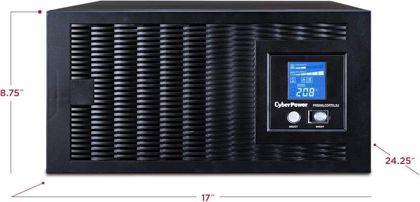 CyberPower PR5000LCDRTXL5U Smart App Sinewave UPS System, 5000VA/4500W, 5 Outlets, AVR, 5U Rack/Tower