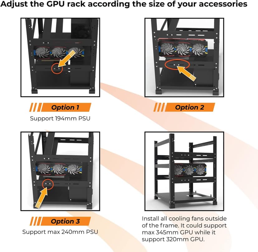 12GPU Open Frame Mining Rig Frame Chassis with Biostar TZ590-BTC Duo Motherboard for Crypto Currency Mining