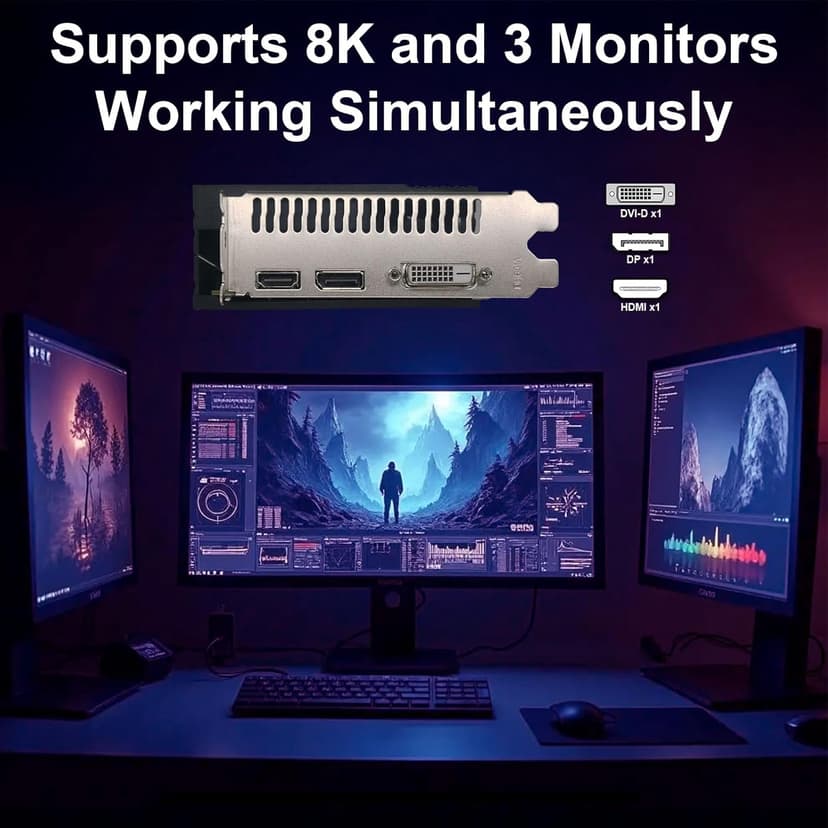 RX 580 Graphics Card, 2048SP, Real 8GB, GDDR5, 256 Bit, Pc Gaming Video Card, HDMI/DP/DVI Outputs, PCI Express 3.0 with Freeze Fan Stop for Desktop Computer Gaming Gpu