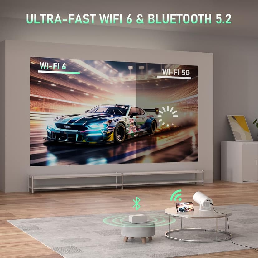 [Netflix Officially & Electric Focus] Mini Projector with WiFi and Bluetooth, XuanPad Full HD 1080P Portable Projector, 210° Rotatable Stand, Auto Keystone, Dust Removal and Heat Dissipation Design