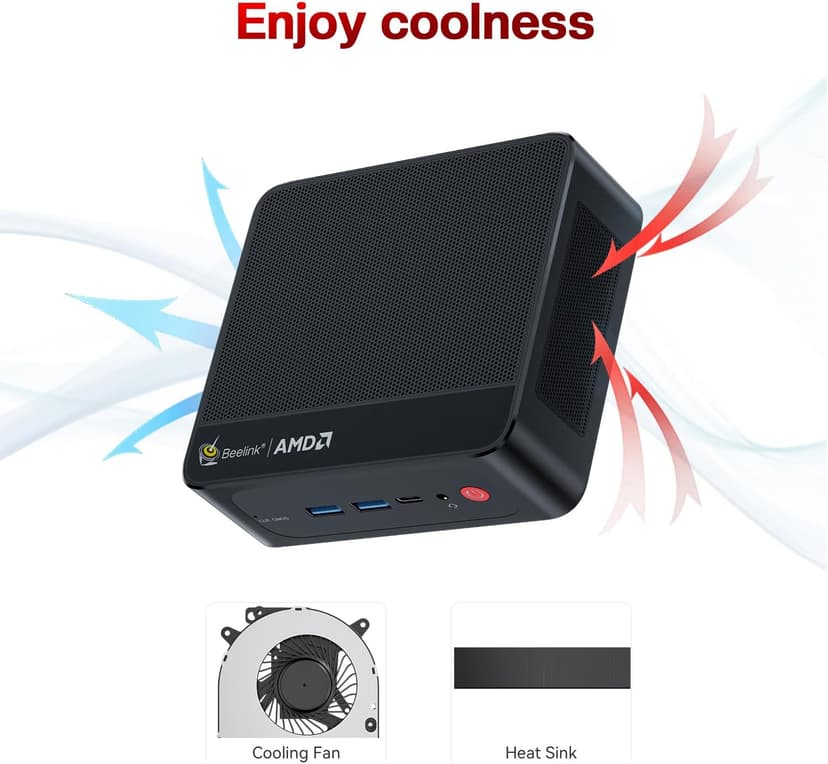 Beelink SER5 PRO Mini PC,AMD Ryzen 7 5825U(8C/16T,up to 4.5 GHz),Mini Computer 16GB DDR4 RAM 500GB M.2 SSD Graphics 8 core 2000 MHz Wifi6/BT5.2/HDMI+DP+Type-C,Support Triple-Screen Display