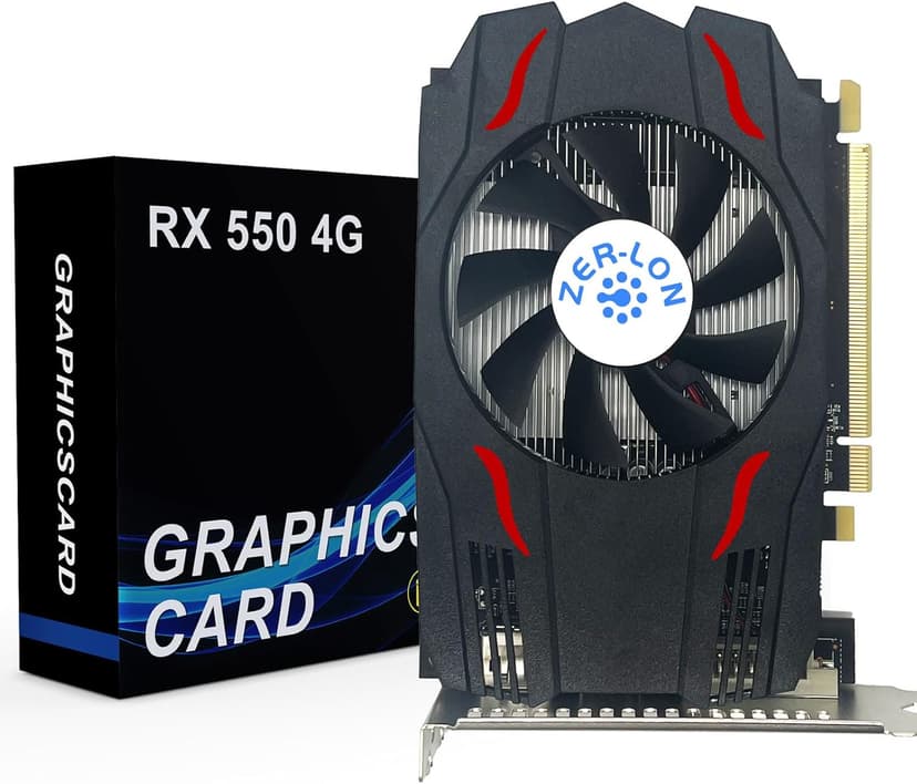 AMD Radeon RX 550 Graphics Card, 4GB GDDR5 128 Bit 1183MHz DP HDMI DVI-Output GPU, PCIE 3.0 Computer Gpu Support Up to 4K Video Card for Office and PC Gaming