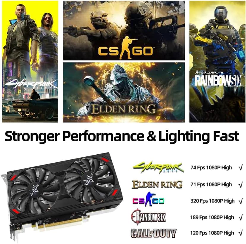 RX 5500 8gb GDDR6 Graphics Card,128 Bit, 3XDP, HDMI, PCI Express 4.0X8, 8pin with Fan Intelligent System,Gaming PC Computer Video Cards with 3X DisplayPort +1X HDMI (5500 Style 2)