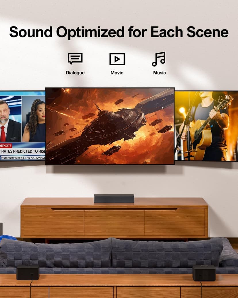 ULTIMEA 5.1 Sound Bar for Smart TV, with Dolby Atmos, 410W Peak Power, Surround Sound System for TV, Wireless Subwoofer Bass Boost, Surround Adjustable, APP Control, Poseidon D60(New 2025 Model)