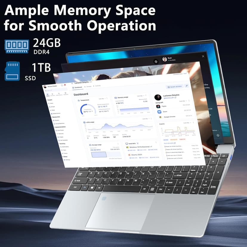 15.6 Inch Laptop, Gaming Laptop, Laptops 24GB 1TB SSD, Lap top Computer N5095, Traditional Laptops Computers 180 Angle Opening, Lap top Fingerprint Unlock Backlit Keyboard, 1920X1080 FHD IPS MINI-HDMI