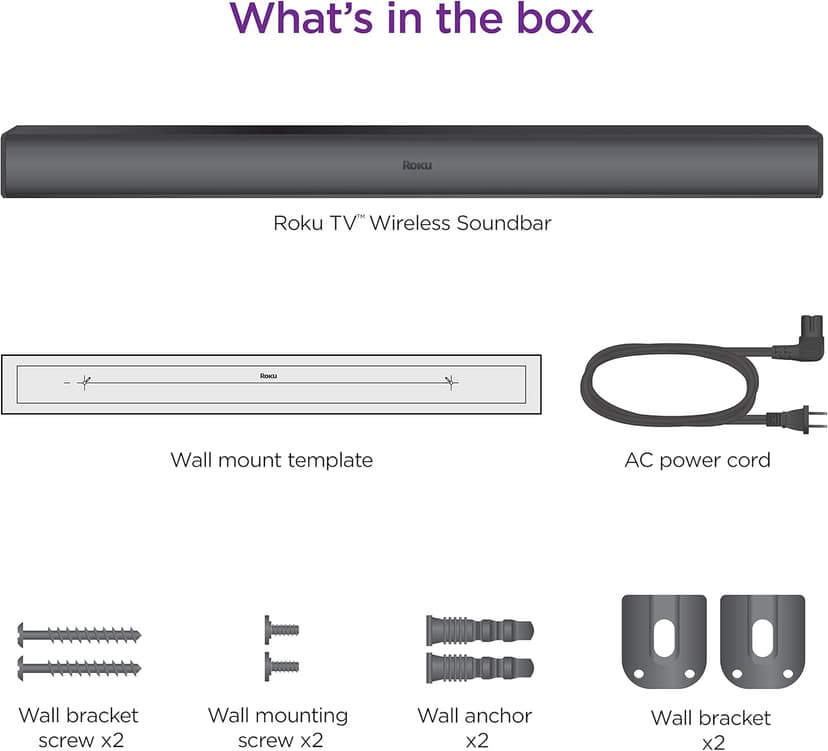 Roku TV Wireless Soundbar, Soundbar Exclusively for RokuTV with Enhanced Stereo Sound, Clear Dialogue, and Simple Wireless Setup