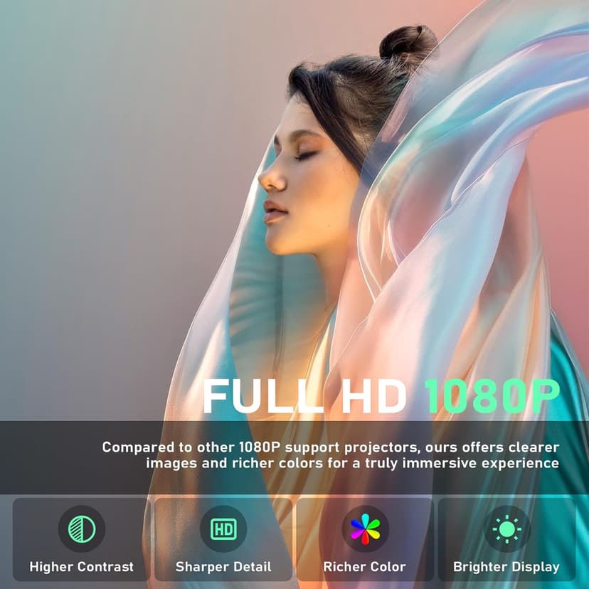 [Netflix Officially & Electric Focus] Mini Projector with WiFi and Bluetooth, XuanPad Full HD 1080P Portable Projector, 210° Rotatable Stand, Auto Keystone, Dust Removal and Heat Dissipation Design
