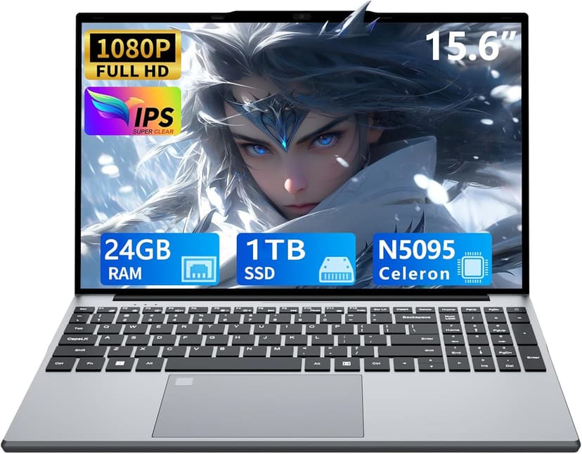 15.6 Inch Laptop, Gaming Laptop, Laptops 24GB 1TB SSD, Lap top Computer N5095, Traditional Laptops Computers 180 Angle Opening, Lap top Fingerprint Unlock Backlit Keyboard, 1920X1080 FHD IPS MINI-HDMI