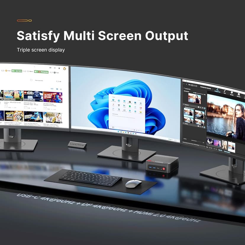Mini PC P4 Plus, AMD Ryzen 7 5825U Mini Computers, 32GB DDR4 RAM 1TB m.2 NVMe SSD, Dual 2.5GbE LAN Ports/WiFi 6E/BT5.2, 4K Triple Display, Dual NVMe SSD Slots Mini Gaming PC