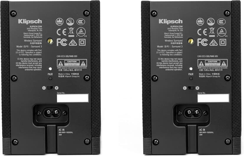Klipsch Cinema 600 Sound Bar Sound Wall Mount Speakers, Black Surround 3 Surround Speaker, Black