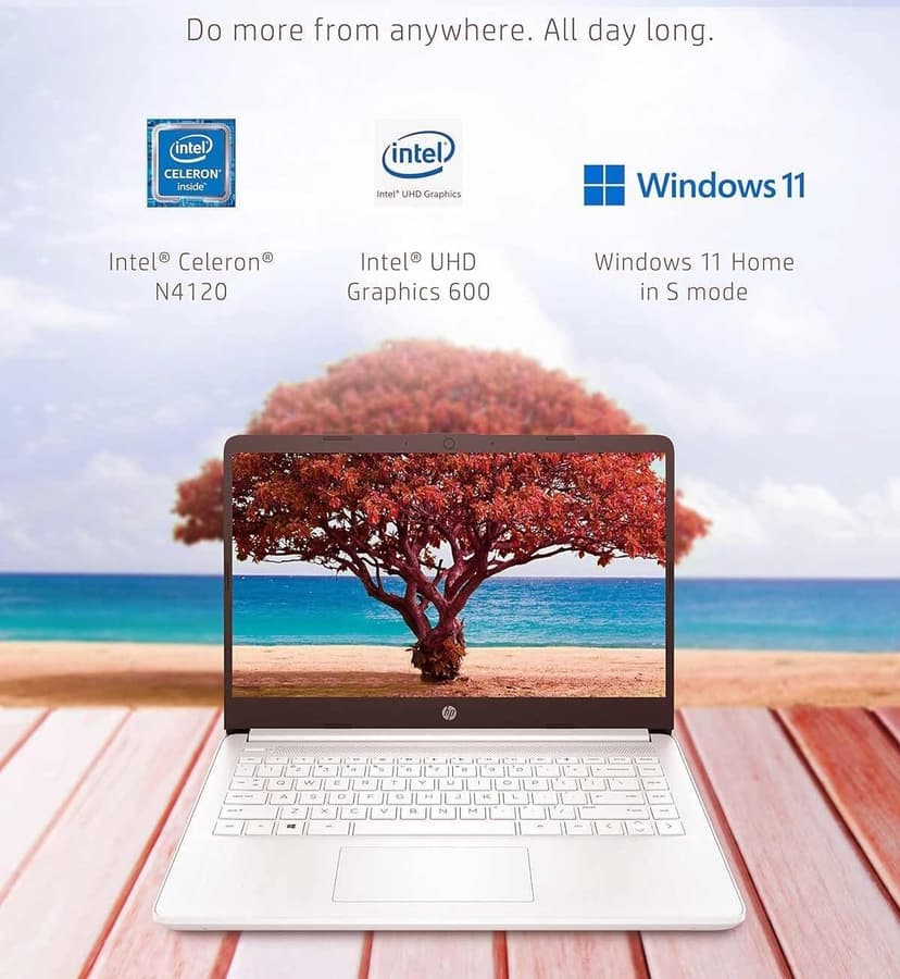 HP 14-inch Windows 11 Laptop - 16GB RAM, 192GB Storage, Quad-core Intel Celeron N4120, USB C, Long Battery Life - Student & Kids School Laptop
