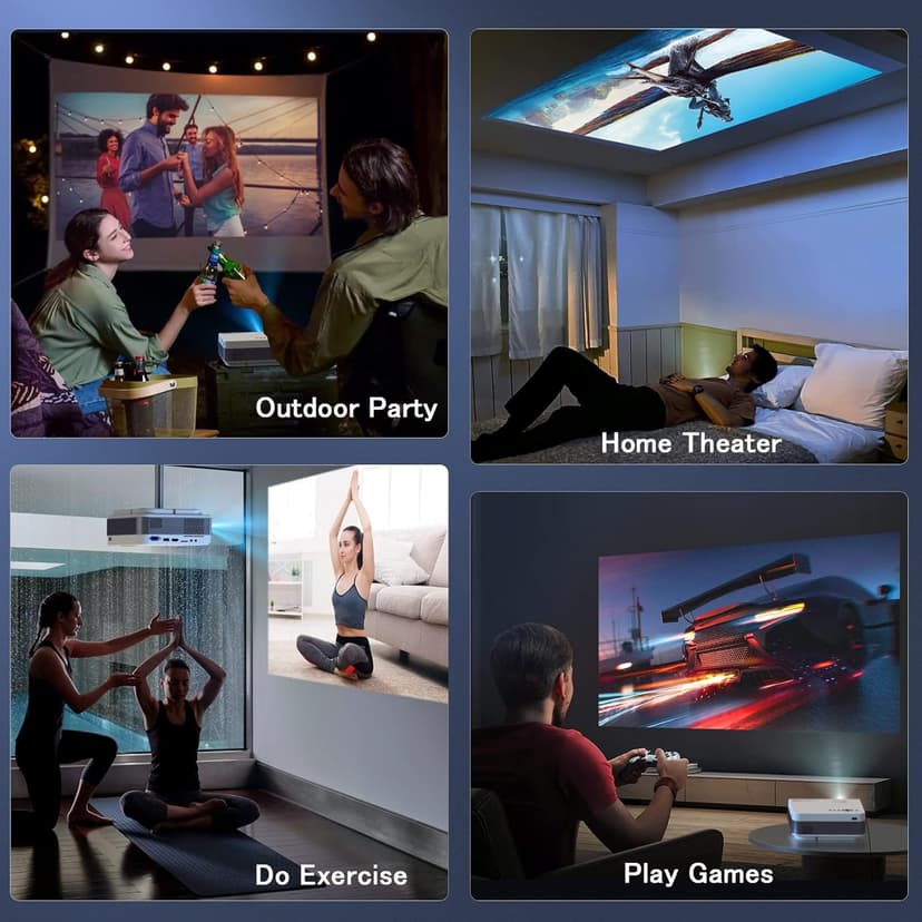 Projector with WiFi and Bluetooth, FUDONI 5G WiFi Native 1080P Outdoor Projector 15000L Support 4K, Portable Movie Projector with Keystone & Zoom, for iOS/Android/Laptop/TV Stick/HDMI/USB/VGA/TF