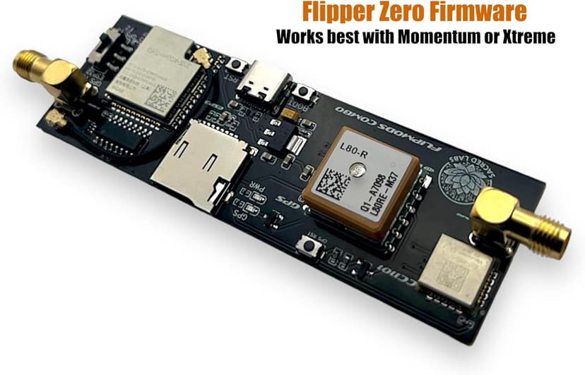 FlipMods Combo GPS WiFi Dev Board for Flipper Zero GPIO - with Marauder, ESP-32 Chip, CC1101 Subhz, GPS, 433MHz and 2.4GHz Antenna, USB-C Port, Micro SD Slot